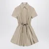 Loewe Anagram Patch Silk-blend Mini Dress With Drawstring In Neutral