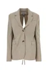 Loewe Wool Blazer With Embroidered Notch Lapel In Beige
