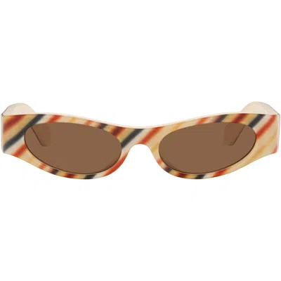 Loewe Beige Flash Slim Cateye Sunglasses In Shiny Yellow / Brown