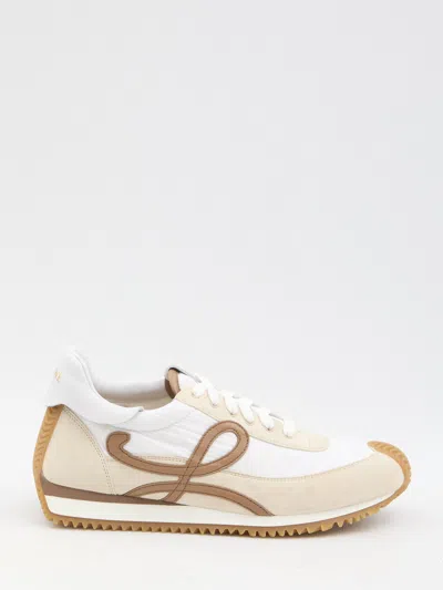 Loewe Beige Flow Runner 2.0 Calf Split Sneakers In White