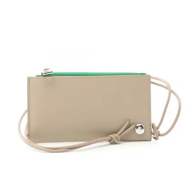 Pre-owned Loewe Beige Green Leather Coin Purse/coin Case () In Multi