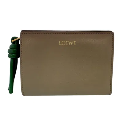Pre-owned Loewe Beige Green Leather Wallet (bi-fold) () In Beige, Green