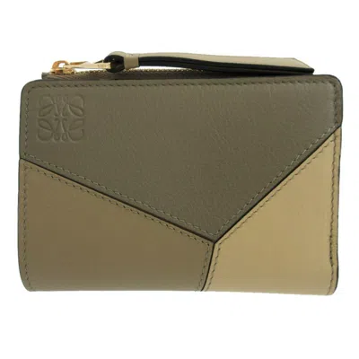 Pre-owned Loewe Beige Khaki Leather Coin Purse/coin Case ()