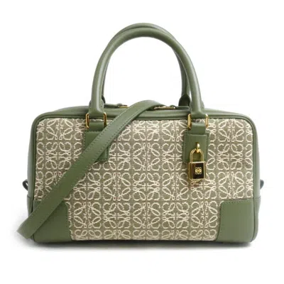 Pre-owned Loewe Beige Khaki Leather Jacquard Shoulder Bag () In Beige, Khaki