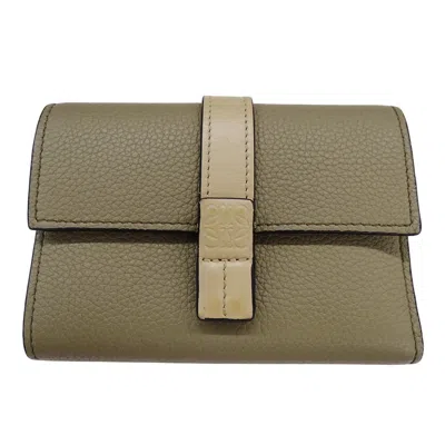 Pre-owned Loewe Beige Khaki Leather Wallet (tri-fold) ()
