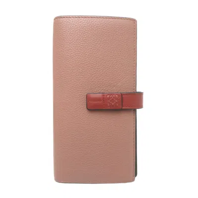 Pre-owned Loewe Beige Khaki Pink Leather Long Wallet (bi-fold) ()