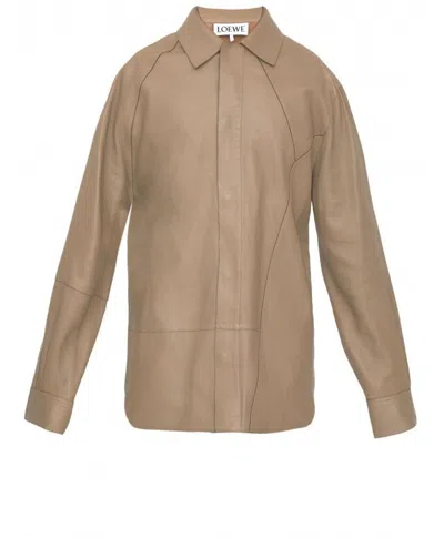 Loewe Puzzle Shirt In Leather In Beige