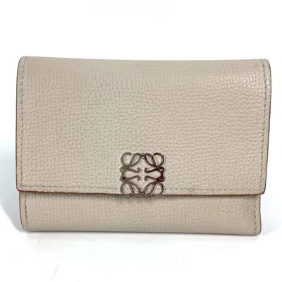 Pre-owned Loewe Beige Leather Coin Purse/coin Case ()