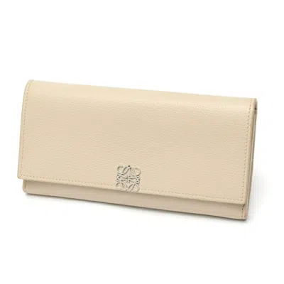 Pre-owned Loewe Beige Leather Long Wallet (bi-fold) () In Sand