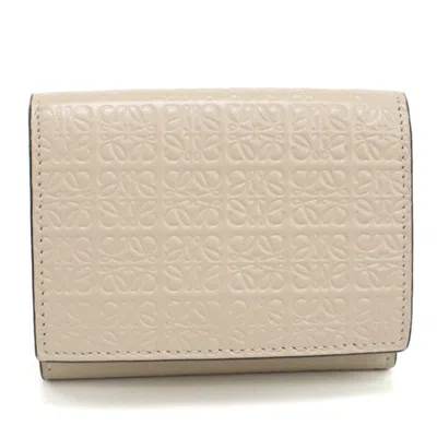 Pre-owned Loewe Beige Leather Wallet (tri-fold) () In Sand