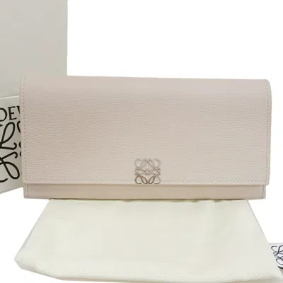 Pre-owned Loewe Beige Light Gray Leather Long Wallet (bi-fold) ()