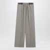 Loewe Beige Mélange Wool And Silk Trousers With Belt In Gray