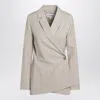 Loewe Beige Melange Wool Wrap Jacket In Gray