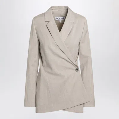 LOEWE LOEWE  BEIGE MELANGE WOOL WRAP JACKET