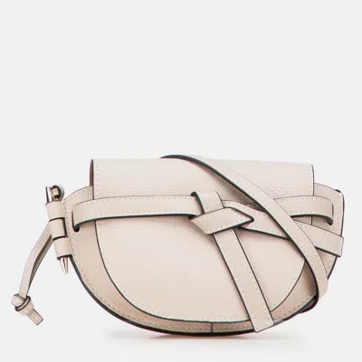 Pre-owned Loewe Beige Mini Leather Gate Crossbody In Sand
