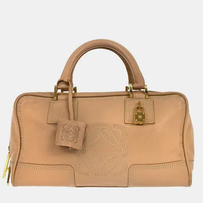 Pre-owned Loewe Beige Nappa Leather Amazona 28 Handbag In Sand