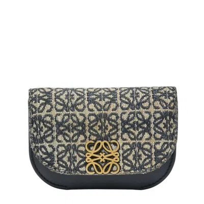 Pre-owned Loewe Beige Navy Canvas Leather Coin Purse/coin Case () In Multi