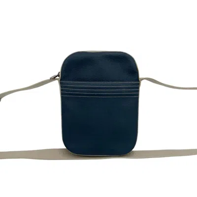Pre-owned Loewe Beige Navy Leather Pochette Shoulder Bag () In Beige, Navy
