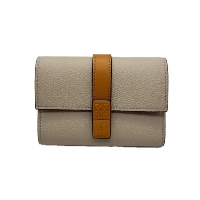 Pre-owned Loewe Beige Pink Leather Wallet (tri-fold) ()