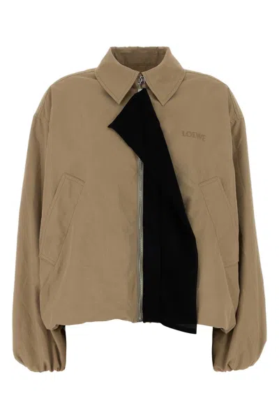 Loewe Polyester Jacket Long Sleeves Collared Front Pockets In Brown