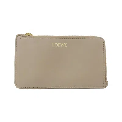 Pre-owned Loewe Beige Sand Leather Coin Purse/coin Case () In Beige, Sand