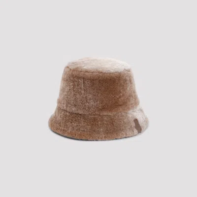 Loewe Shearling Bucket Hat In Nude & Neutrals