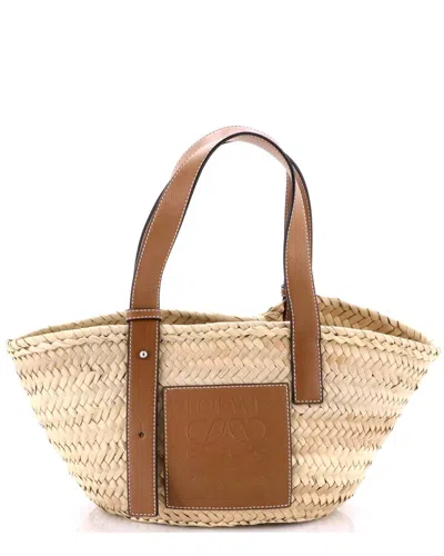 Loewe Beige Sheep Leather Basket Tote Small (authentic Pre-loved)