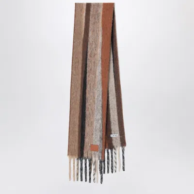 Loewe Beige Striped Wool And Alpaca Blend Scarf In Sand