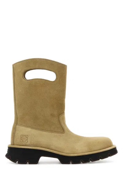 Loewe Beige Suede Boots In Neutral