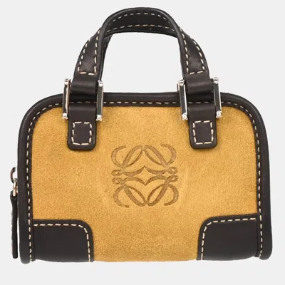 Pre-owned Loewe Beige Suede Mini Amazona Contenedor Pouch Bag Key Holder In Sand