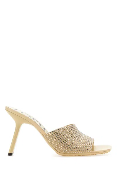 LOEWE LOEWE BEIGE SUEDE PETAL MULES