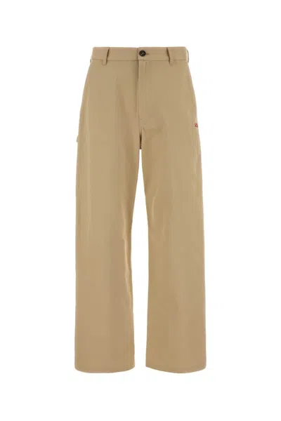 Loewe Twill Pants Wide Leg Cargo Design In Neutral