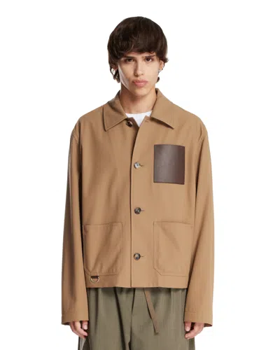 Loewe Beige Workwear Jacket In Brown