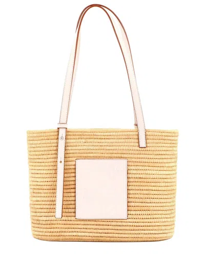 Loewe Beige Woven Raffia Square Basket Tote Small (authentic Pre-loved) In White