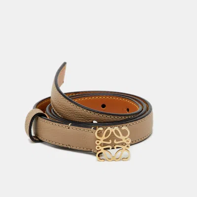 Pre-owned Loewe Beige/tan Leather Anagram Slim Buckle Belt 70cm In Sand