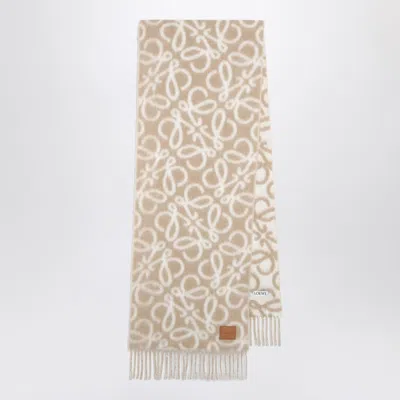 Loewe Beige/white Scarf In Alpaca And Wool Blend In Neutral