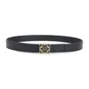 Loewe Calfskin Leather Belt With Intricate Gold-tone Buckle In Black