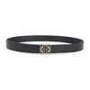 Loewe Calfskin Leather Belt With Intricate Gold-tone Buckle In Black