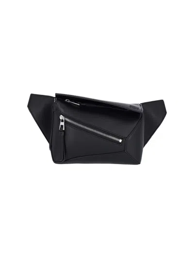 Loewe Puzzle Mini Leather Bumbag In Black