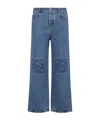 Loewe Relaxed Straight-leg Jeans With Tonal Embroidery And Leather Patch In Blue