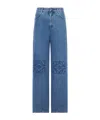 Loewe Baggy Jeans With Wide Leg And Anagram Cut-outs In Blue