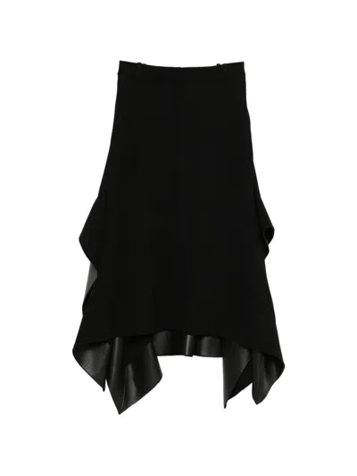 Loewe Belt-loops Leather-details Midi Skirt In Black