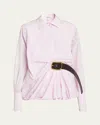 Loewe Belted Balloon-hem Blouse In Pink