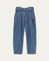 Loewe Womens Light Blue Side-flap Balloon-leg High-rise Jeans In Blue
