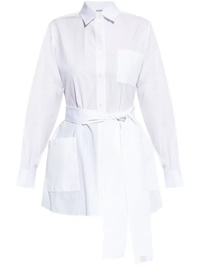 Loewe Belted Cotton Pyjama Blouse In White