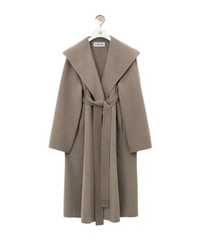 Loewe Belted Coat In Grey