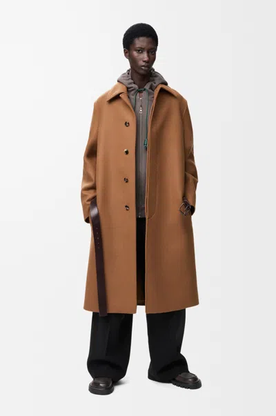 Loewe Belted Coat In Wool Size: 50 For Man In Brown