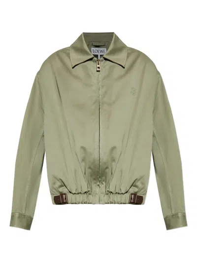 Loewe Belted Cotton Jacket In Green