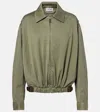 Loewe Belted Cotton Satin Blouson Jacket In Green