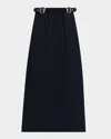 Loewe Belted Crop Straight-leg Trousers In Blue
